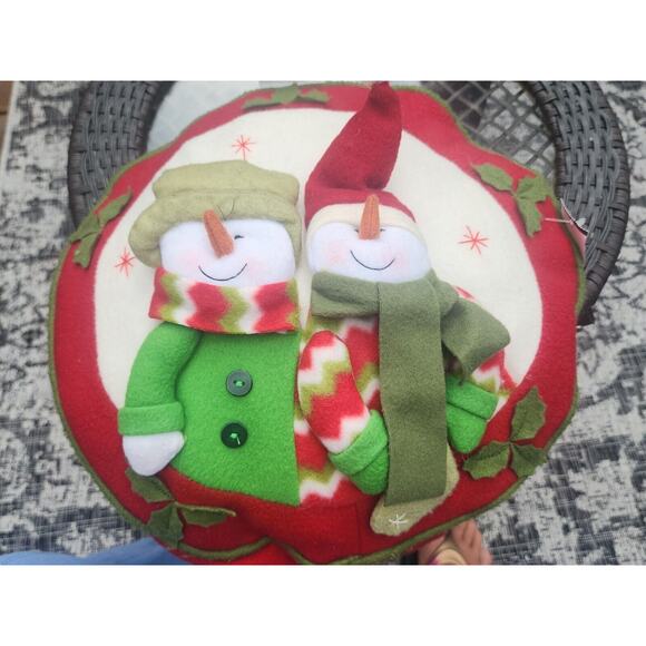 St. Nicholas Square 3D Round Holiday Pillow w/ Snowmen - Picture 14 of 14
